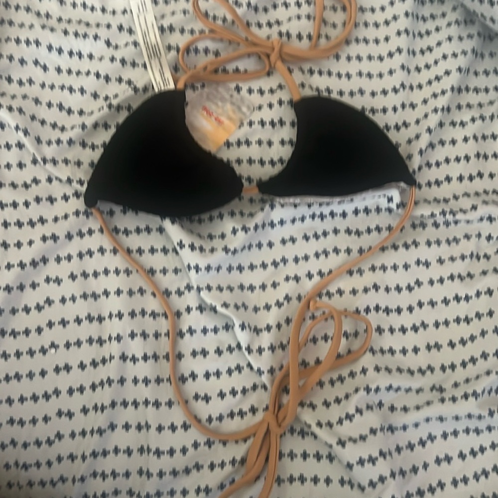 Black and Tan Bikini Top